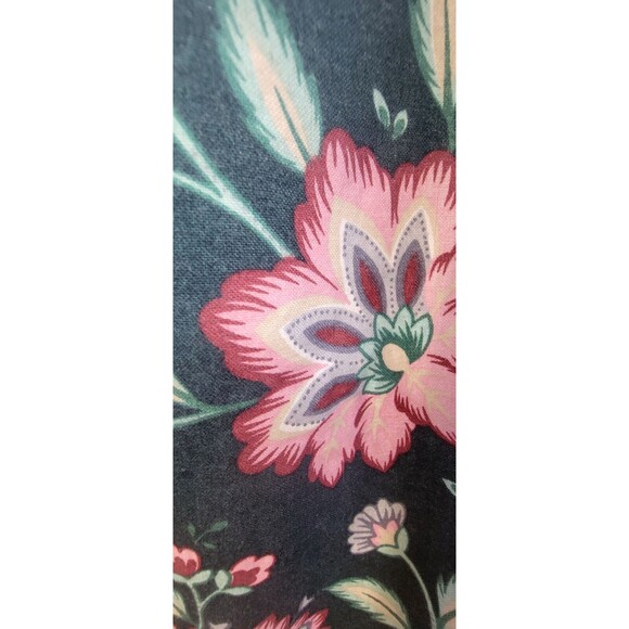 Vintage Waverly 1985 dark background pink green floral vine Duralee VTG Curtain - Picture 1 of 16
